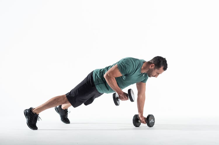 Person working out with the Renegade Row move.