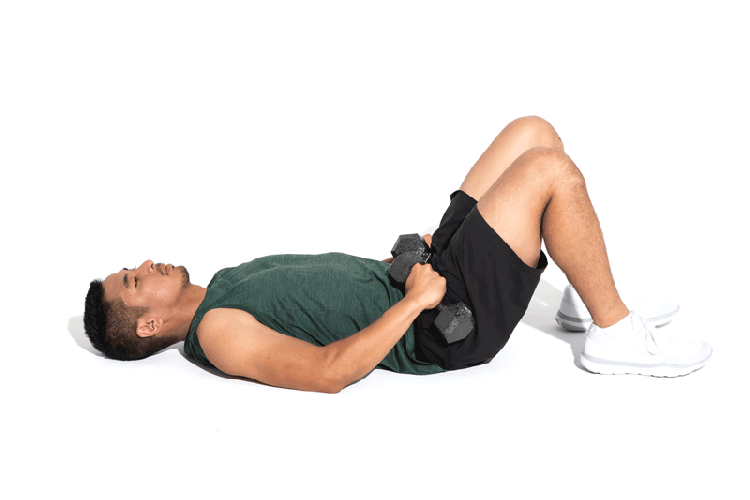 GIF of Weighted Hip-Thrust Bridge exercise