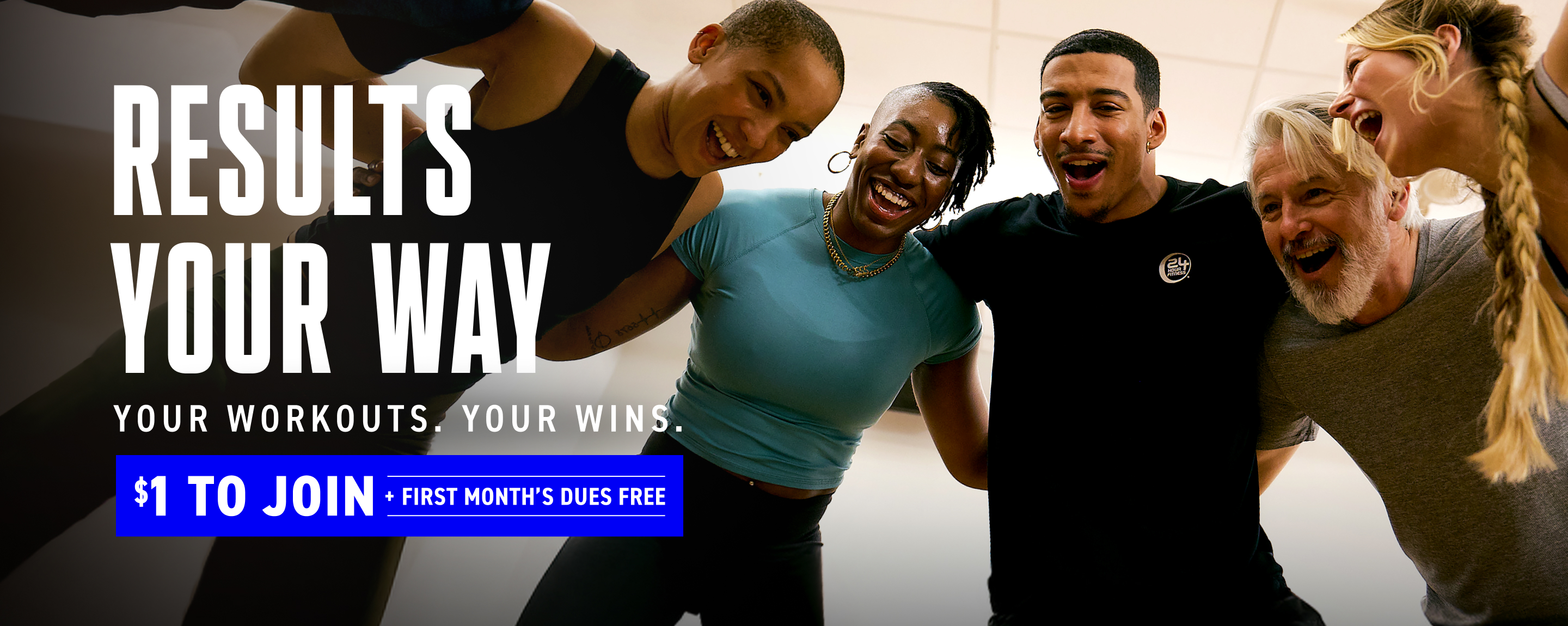 Join 24 Hour Fitness with a Platinum monthly membership. Pay $1 to join initiation fee and get your first months dues free.