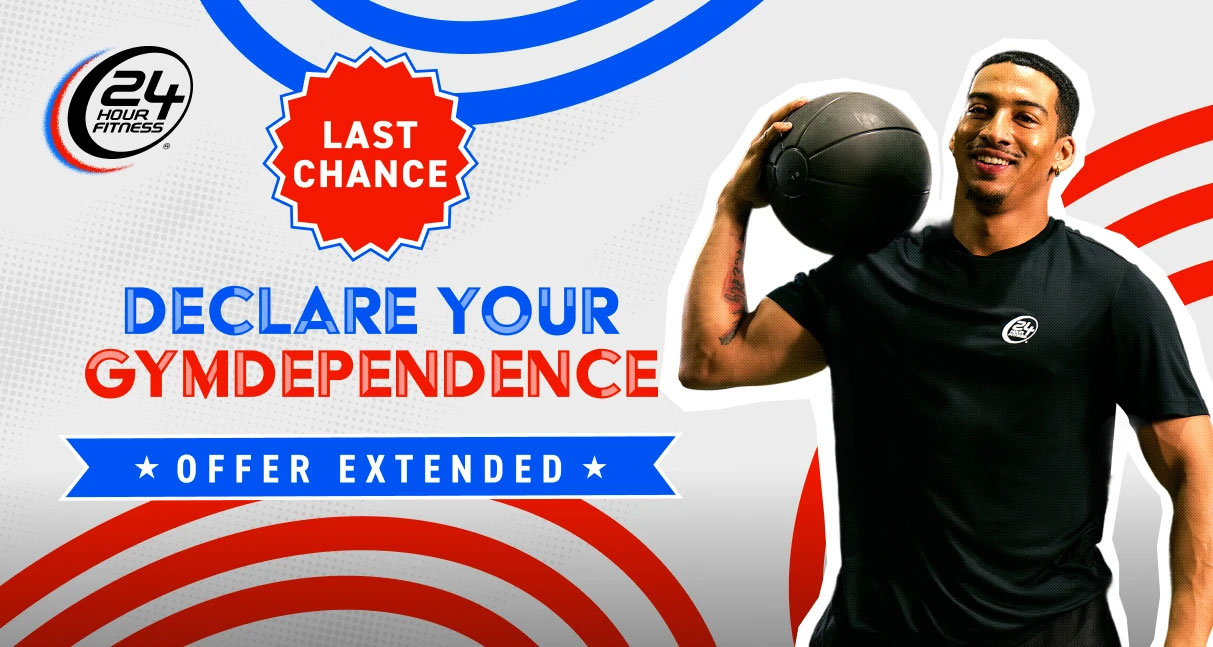 Declare your gymdependence with 4th of July specials extended at 24 Hour Fitness! 