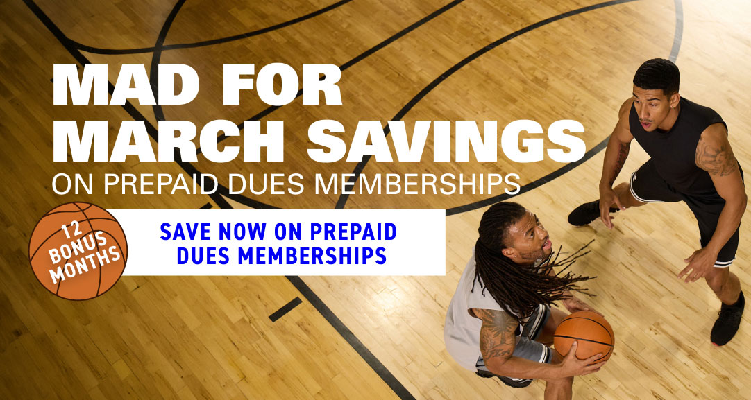 Save on prepaid dues memberships during our limited time Mad for March Savings event. Join with a 1-year Platinum prepaid dues membership and get 12 Bonus months or get special savings on a 1-year National prepaid dues membership.
