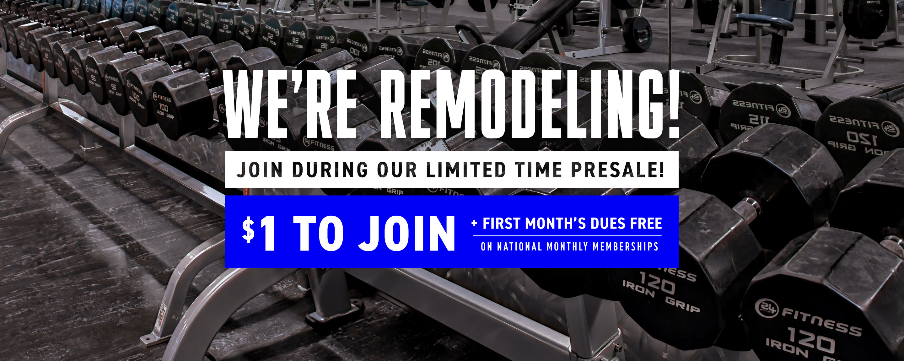 Our Lowry Club is being remodeled! Join with our limited-time special presale offer prior to the Club reopening for $1 to join and your first month's dues free on a National monthly membership.