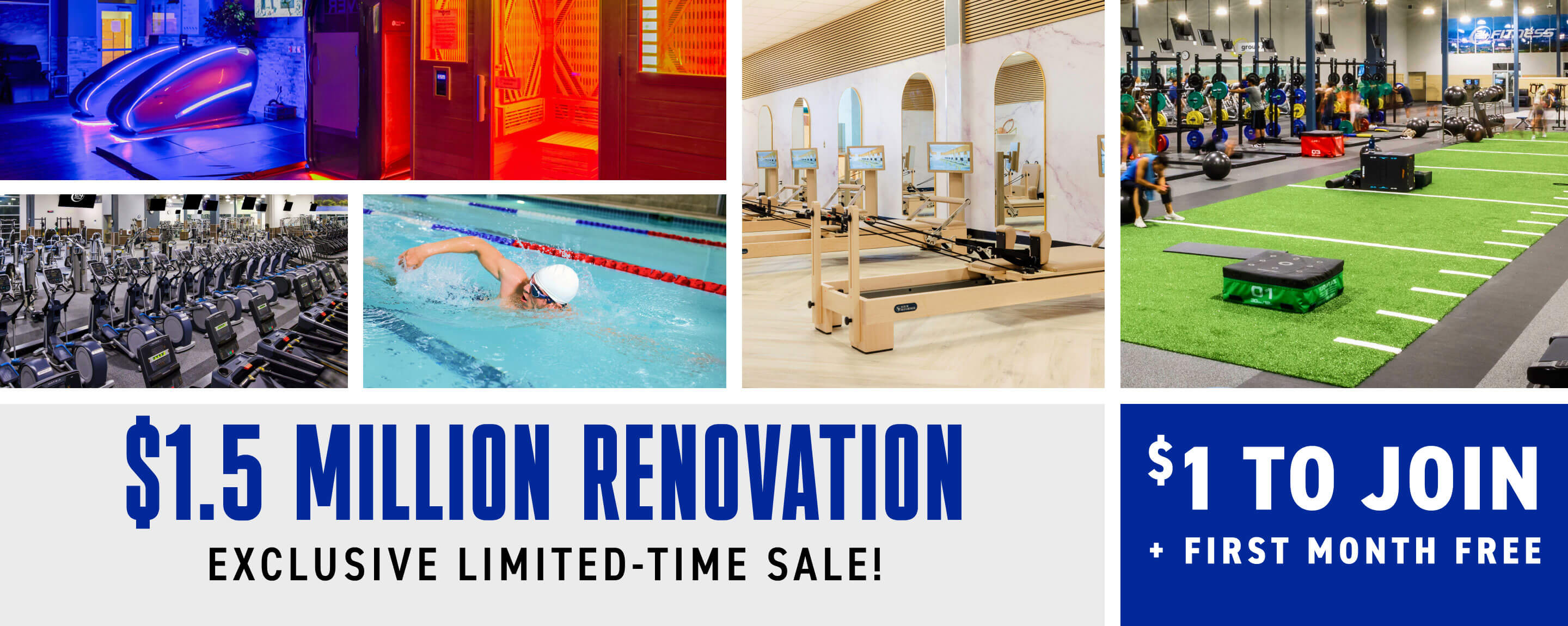 Our Summerlin club is being remodeled! Join with our limited-time special presale offer prior to the Club reopening for $1 to join and your first month's dues free on a National monthly membership.