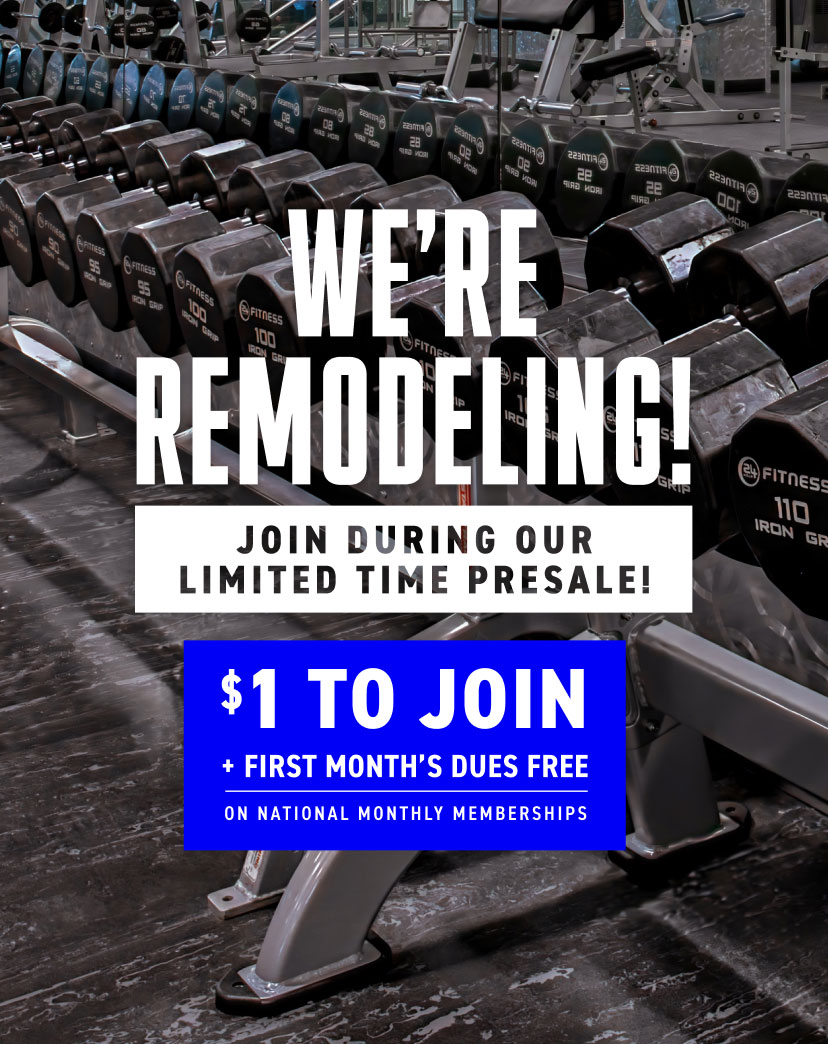 Our Lowry Club is being remodeled! Join with our limited-time special presale offer prior to the Club reopening for $1 to join and your first month's dues free on a National monthly membership.