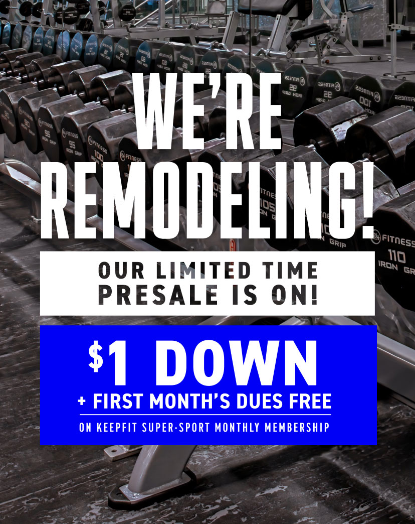 Our Mission Valley club is being remodeled! Join with our limited-time special presale offer prior to the Club reopening for $1 to join and your first month's dues free on a National monthly membership.