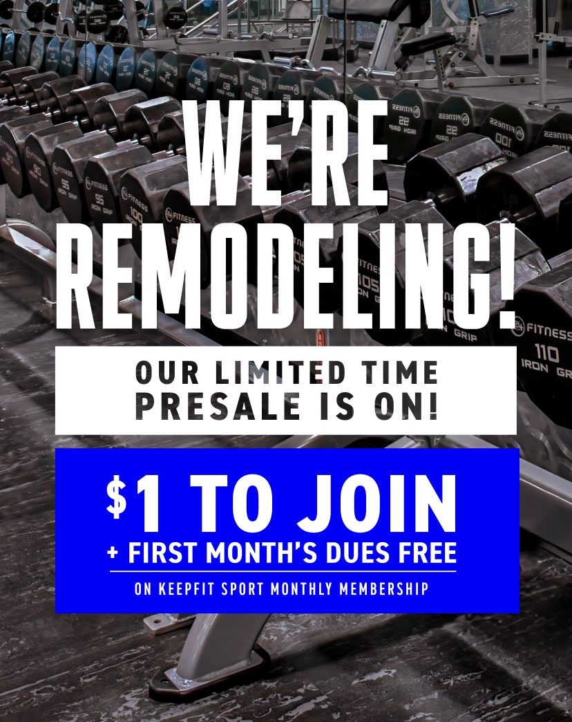 Our Eastridge club is being remodeled! Join with our limited-time special presale offer prior to the Club reopening for $1 to join and your first month's dues free on a National monthly membership.