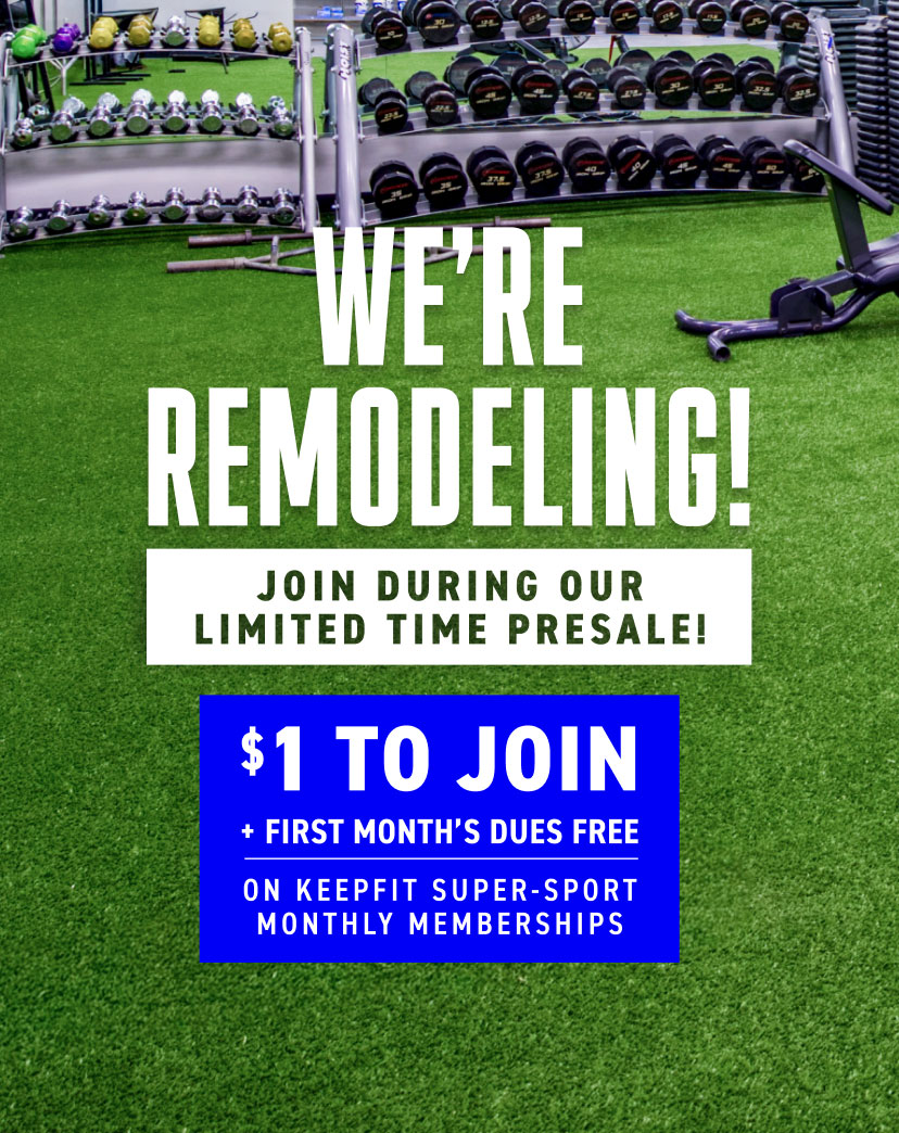 Our Eastridge club is being remodeled! Join with our limited-time special presale offer prior to the Club reopening for $1 to join and your first month's dues free on a National monthly membership.